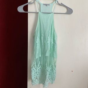 Super cute halter top with mesh front